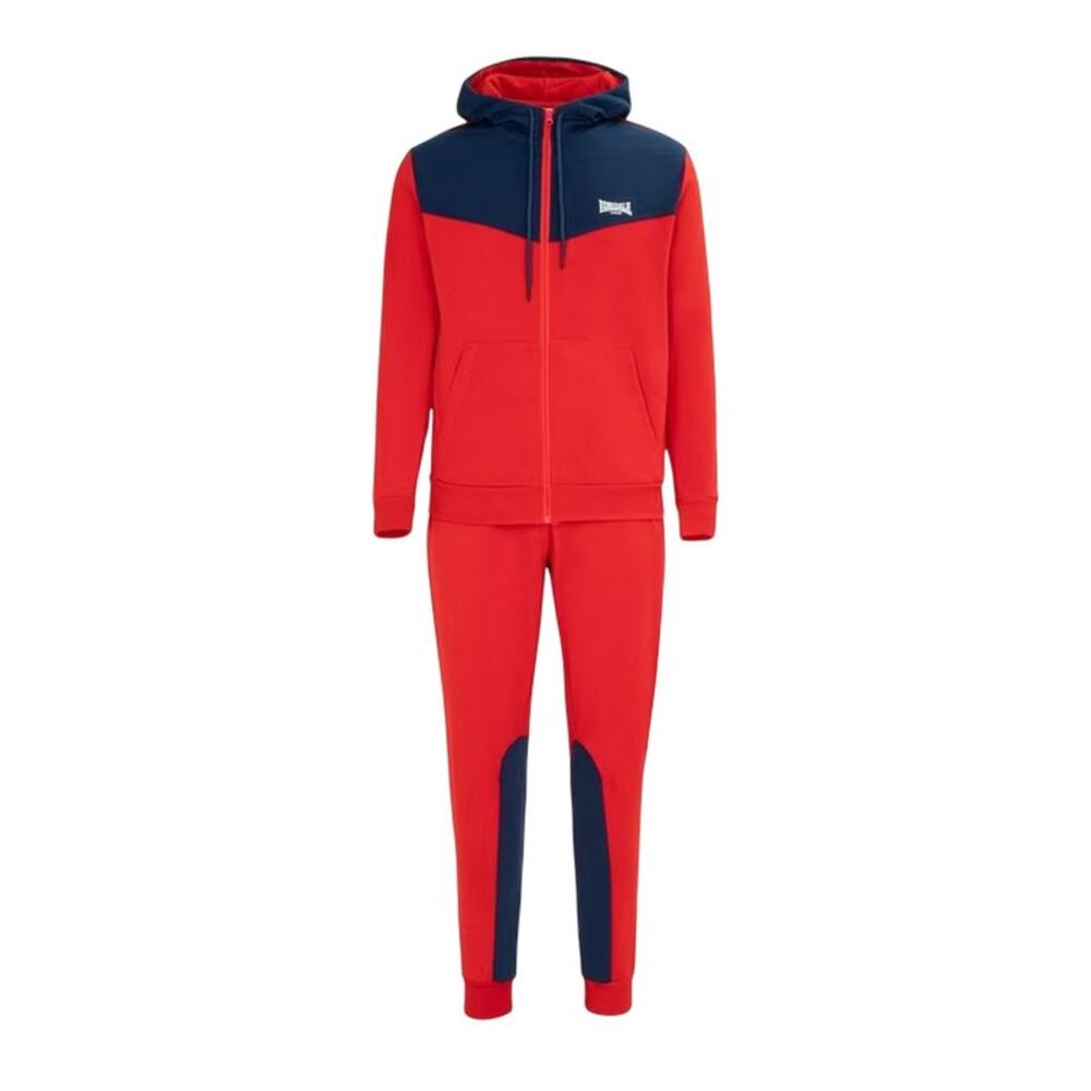 Lonsdale Mens Two Tone Cotton Blend Workout Tracksuit / Red/Navy